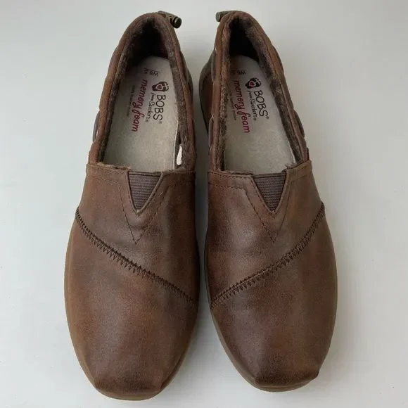 BOBS from Skechers Chill Luxe Womens 6.5 Brown Faux Leather Slip On Shoes - Picture 3 of 9